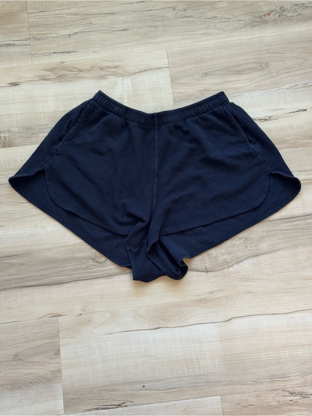 Women's Brandy Melville Navy Waffle-Knit Lounge Shorts